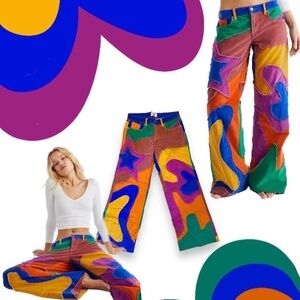 Free People Supernova Cord Jeans Low Rise Slouchy Wide Leg 90s Urban Grunge